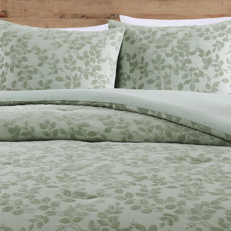 Sage Green Full Microfiber Reversible Jacquard Comforter Set