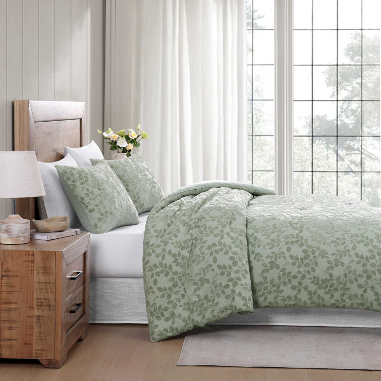 Sage Green Full Microfiber Reversible Jacquard Comforter Set