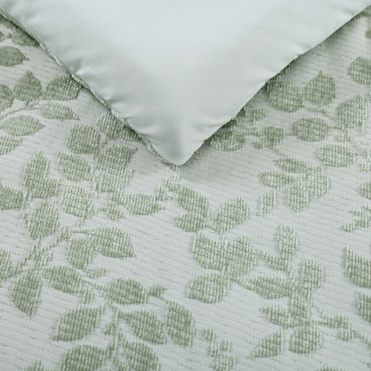 Sage Green Full Microfiber Reversible Jacquard Comforter Set