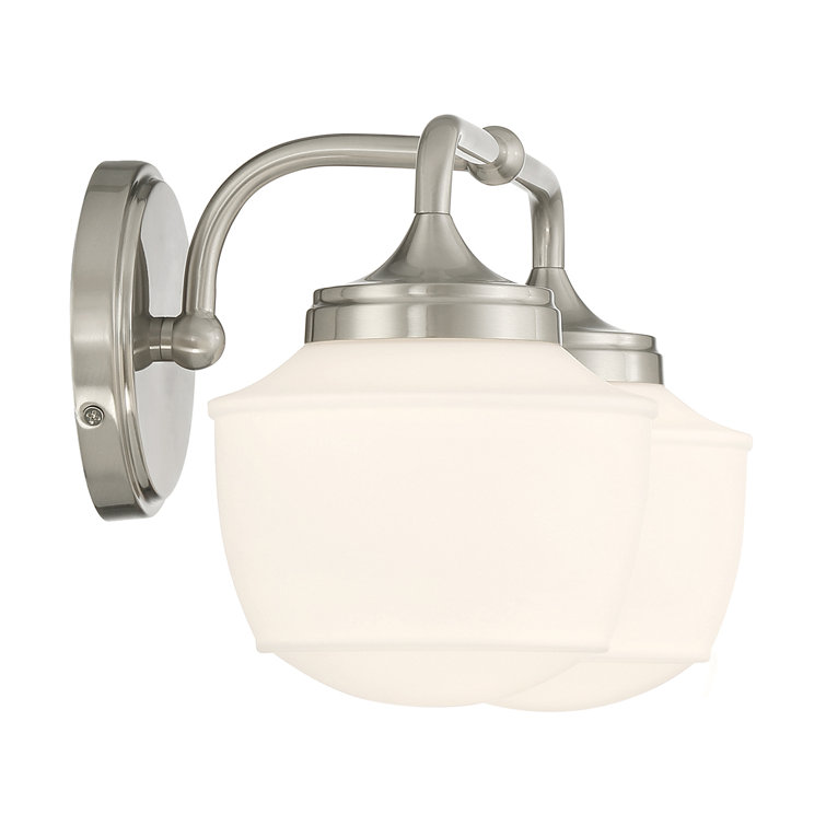 Cornwell Brushed Nickel and Opal Glass 2-Light Bath Vanity