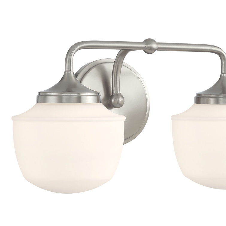 Cornwell Brushed Nickel and Opal Glass 2-Light Bath Vanity