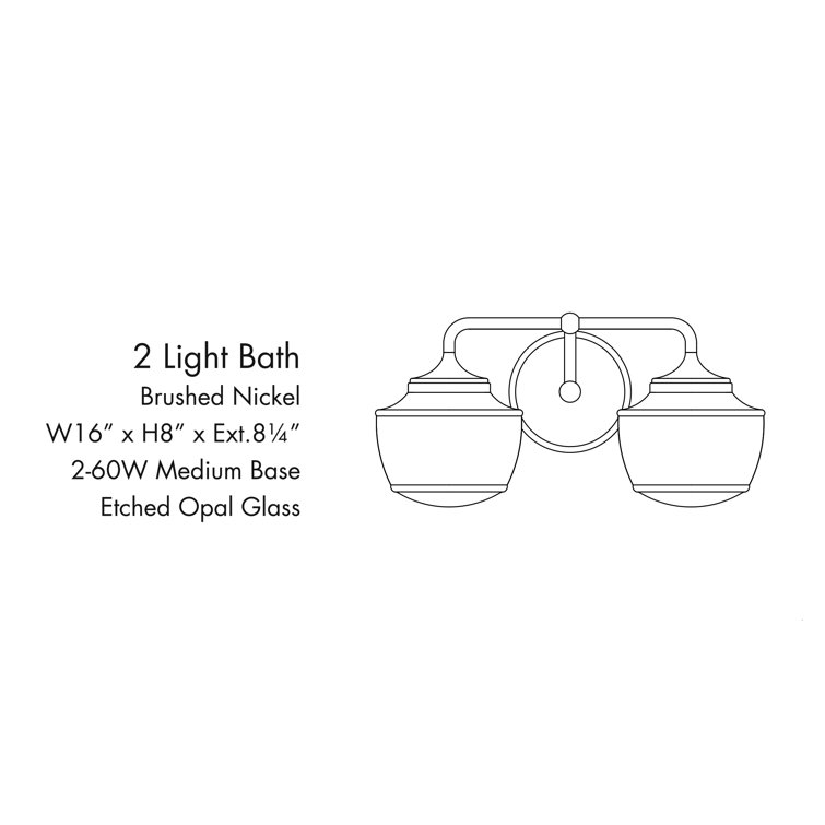 Cornwell Brushed Nickel and Opal Glass 2-Light Bath Vanity