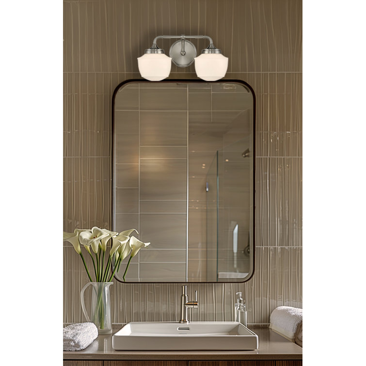 Cornwell Brushed Nickel and Opal Glass 2-Light Bath Vanity