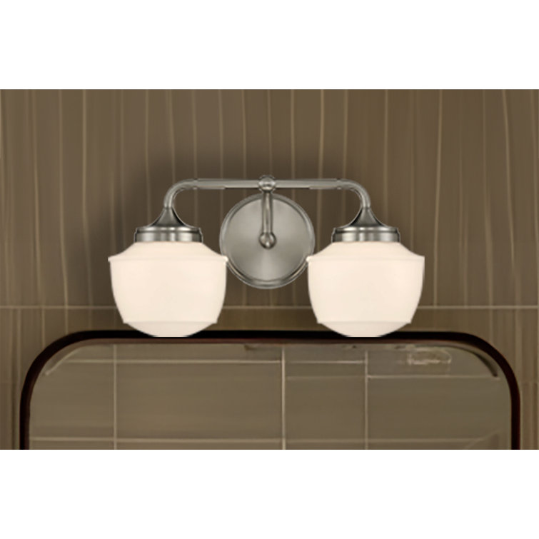 Cornwell Brushed Nickel and Opal Glass 2-Light Bath Vanity