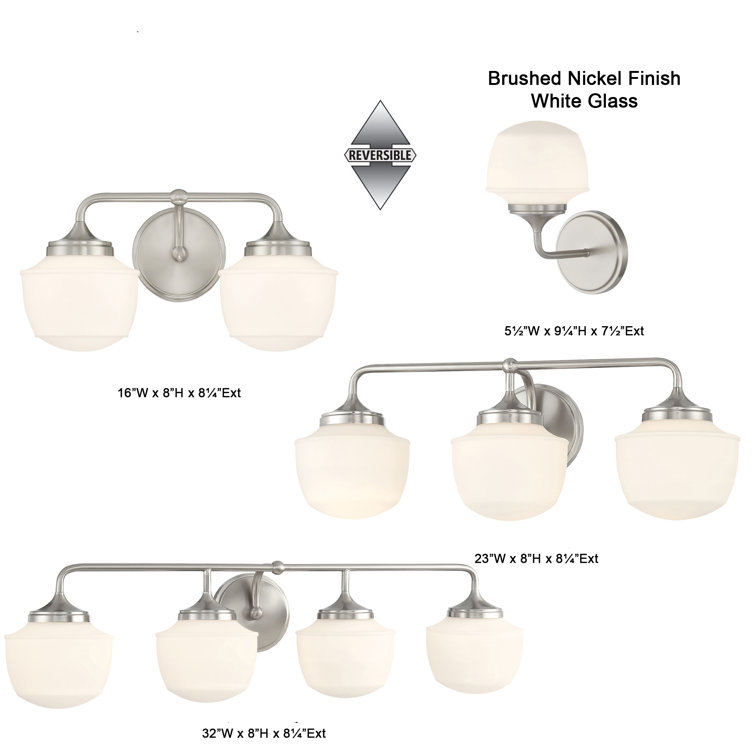 Cornwell Brushed Nickel and Opal Glass 2-Light Bath Vanity