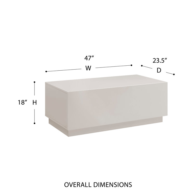 Gray Gloss Rectangular MDF Coffee Table with Storage