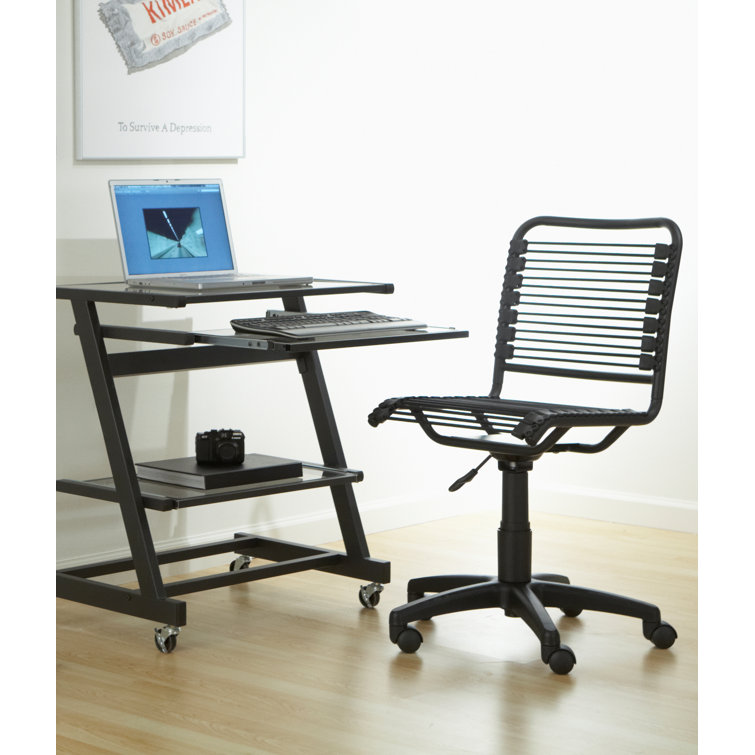 Black Aluminum Swivel Armless Bungee Office Chair