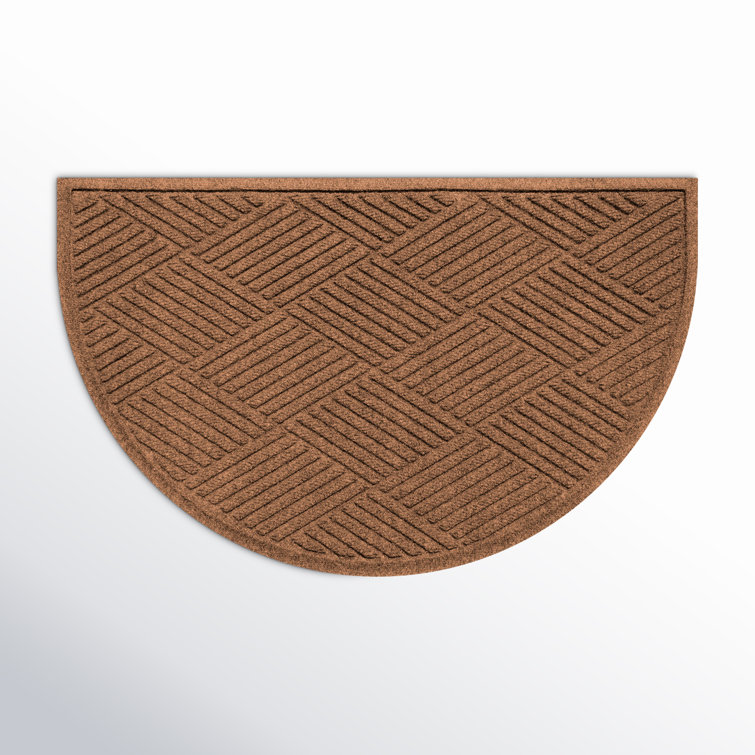 Half Oval Dark Brown Polypropylene Outdoor Doormat