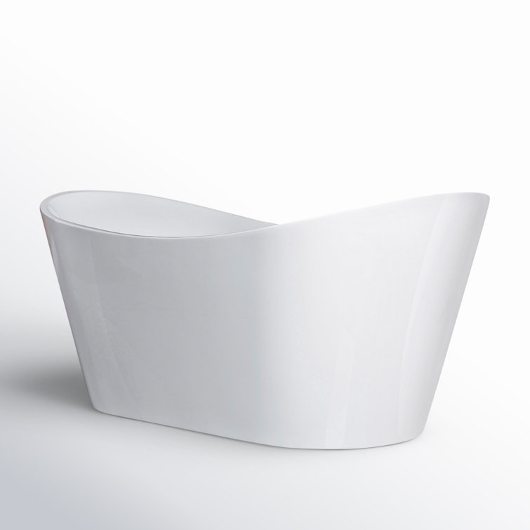 67'' White Freestanding Acrylic Bathtub with Chrome Trim