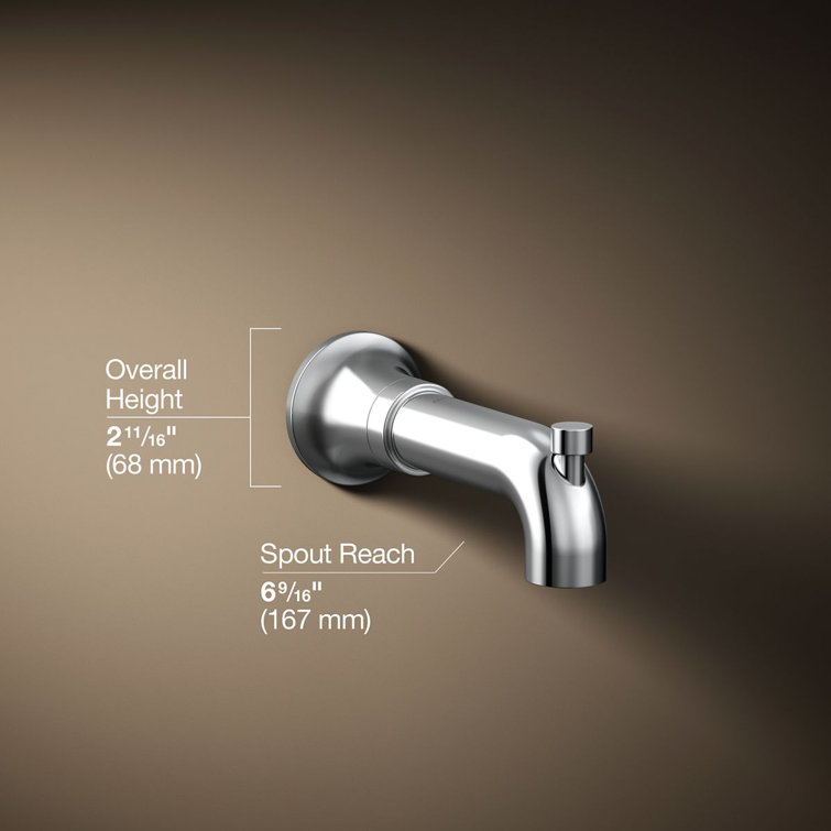 Polished Chrome Wall-Mount Tub Spout with Diverter