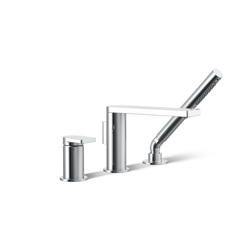 Composed Elegance Polished Chrome Roman Tub Faucet with Handshower