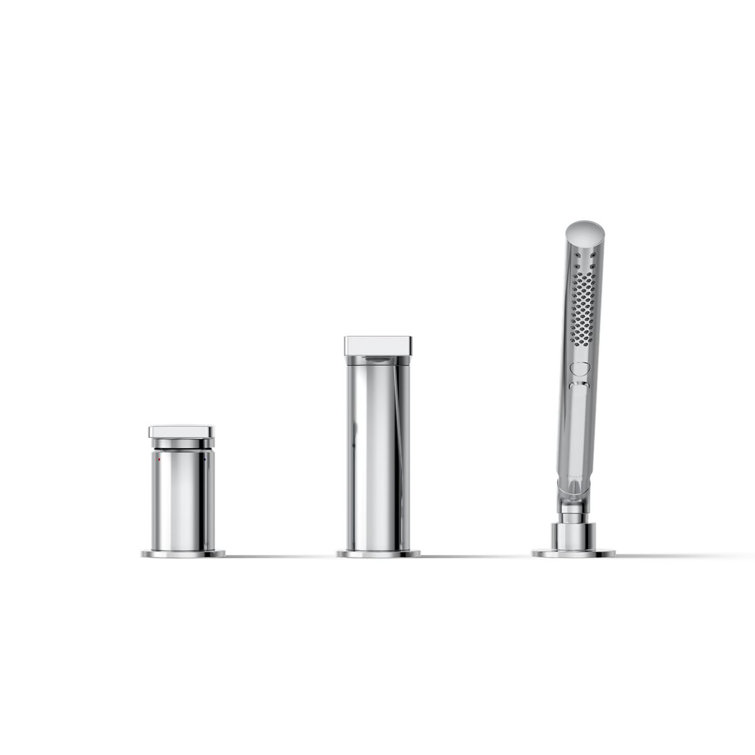 Composed Elegance Polished Chrome Roman Tub Faucet with Handshower