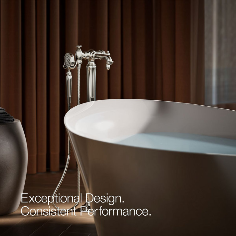 Polished Nickel Freestanding Tub Faucet with Hand Shower