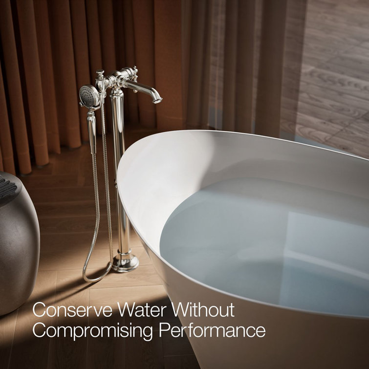 Polished Nickel Freestanding Tub Faucet with Hand Shower