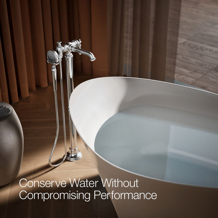 Artifacts Polished Chrome Freestanding Tub Filler with Handshower
