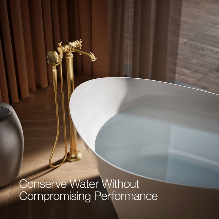 Brushed Brass Single Handle Floor Mounted Bathtub Faucet
