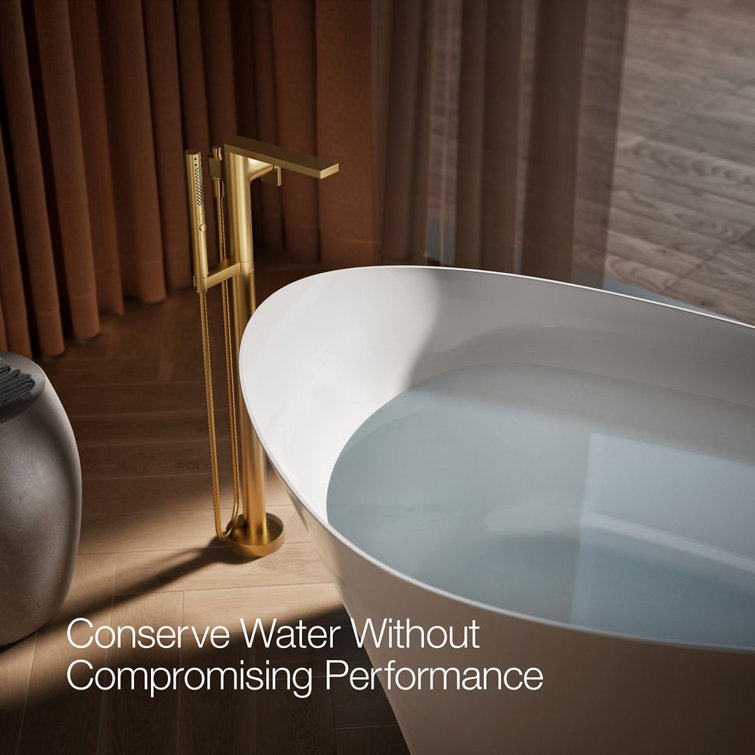Vibrant Brushed Moderne Brass Freestanding Bath Faucet