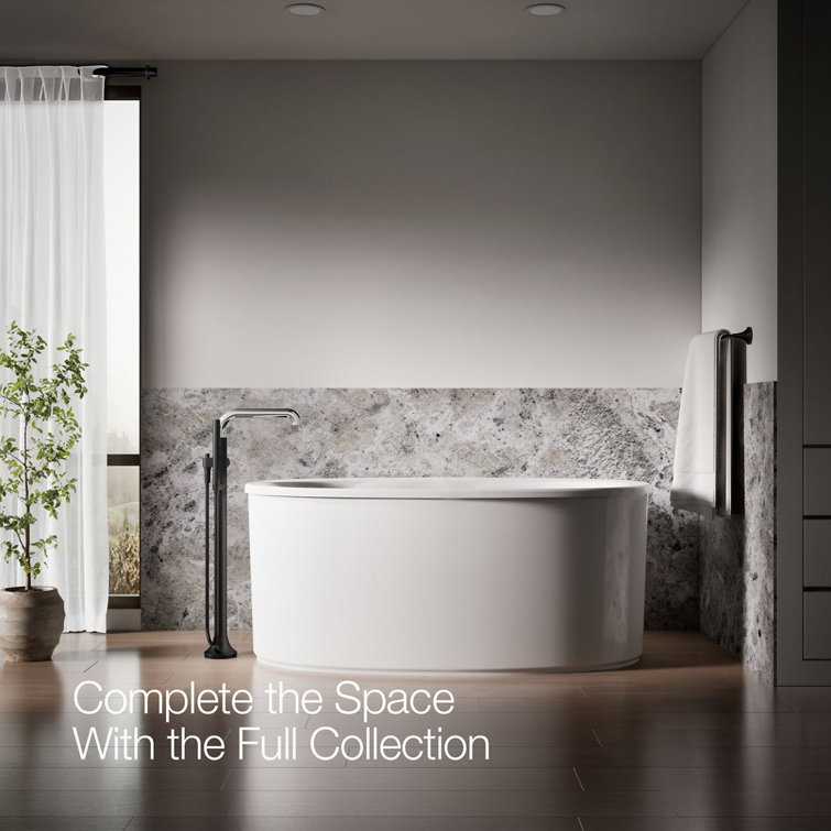 Tone Matte Black and Polished Chrome Freestanding Tub Faucet with Handshower