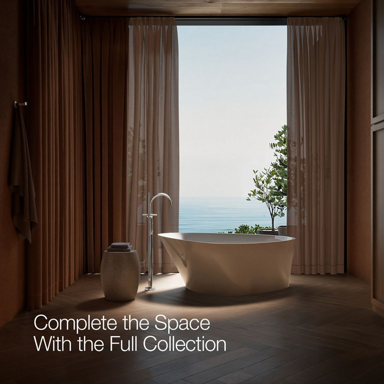 Polished Chrome Floor-Mount Bath Filler Trim with Hand Shower
