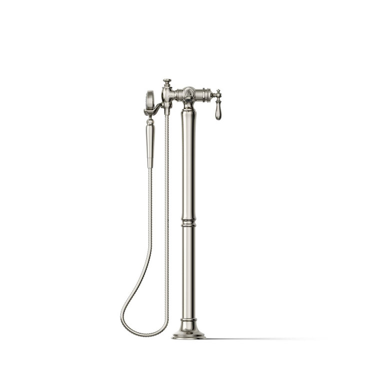 Polished Nickel Freestanding Tub Faucet with Hand Shower