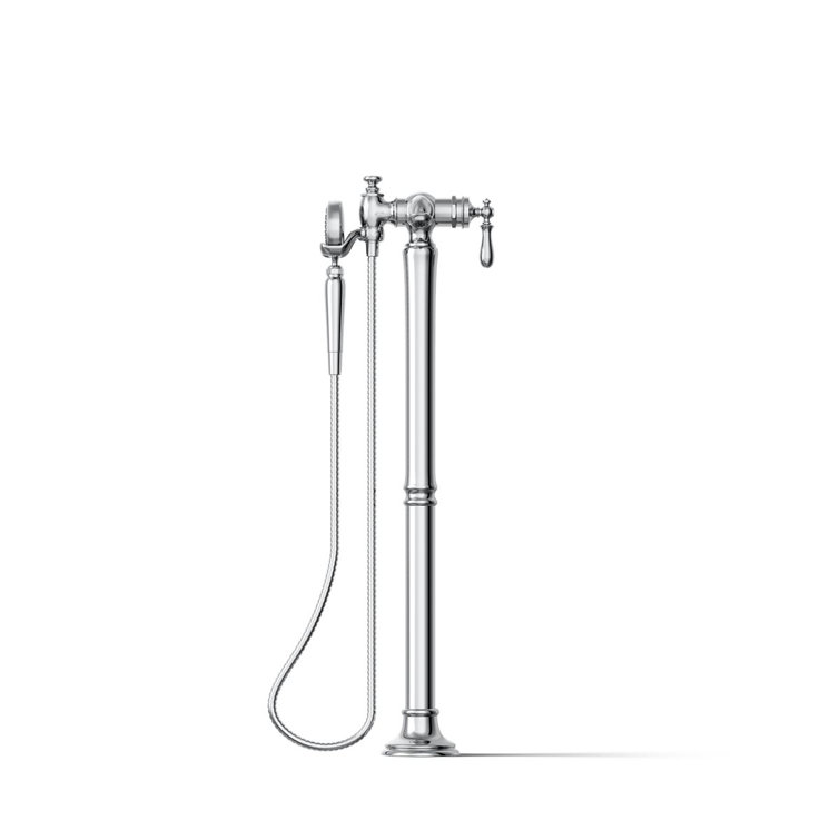 Artifacts Polished Chrome Freestanding Tub Filler with Handshower