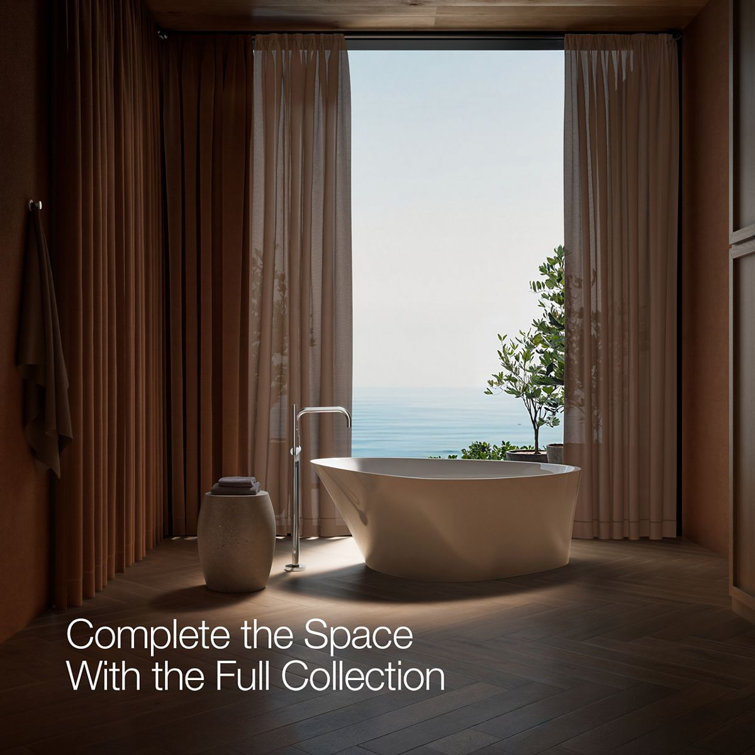 Polished Chrome Floor-Mount Bath Filler with Handshower