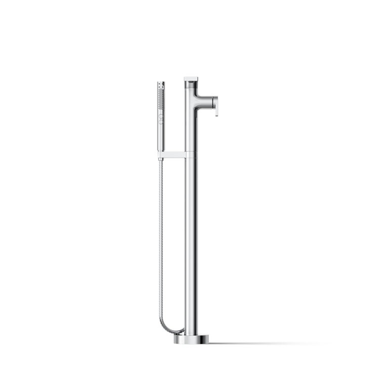 Polished Chrome Freestanding Bath Faucet with Handshower