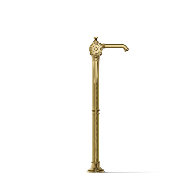 Brushed Brass Single Handle Floor Mounted Bathtub Faucet