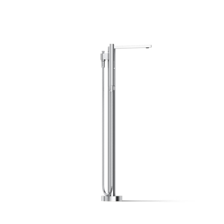 Polished Chrome Freestanding Bath Faucet with Handshower