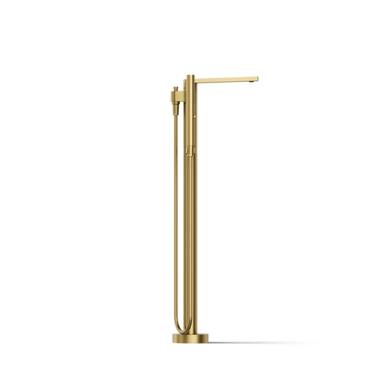 Vibrant Brushed Moderne Brass Freestanding Bath Faucet