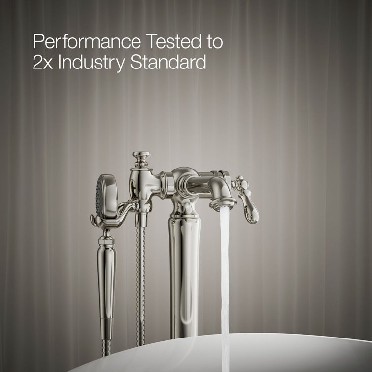 Polished Nickel Freestanding Tub Faucet with Hand Shower