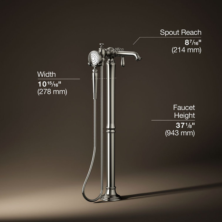 Polished Nickel Freestanding Tub Faucet with Hand Shower