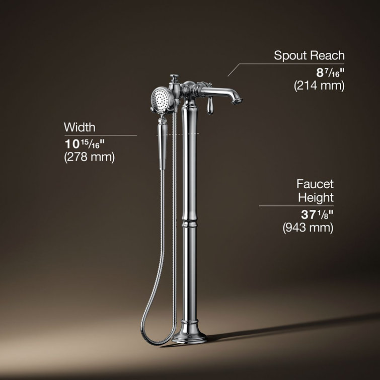 Artifacts Polished Chrome Freestanding Tub Filler with Handshower