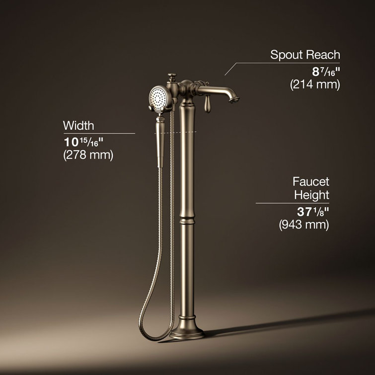 Artifacts Traditional Brushed Bronze Freestanding Tub Faucet with Handshower