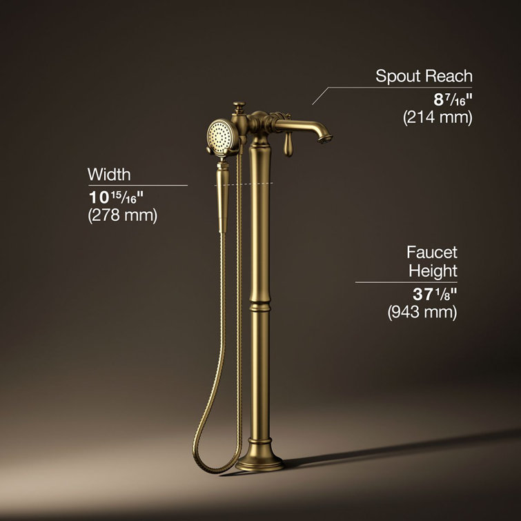 Brushed Brass Single Handle Floor Mounted Bathtub Faucet