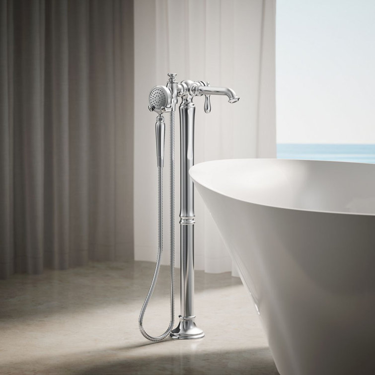 Artifacts Polished Chrome Freestanding Tub Filler with Handshower