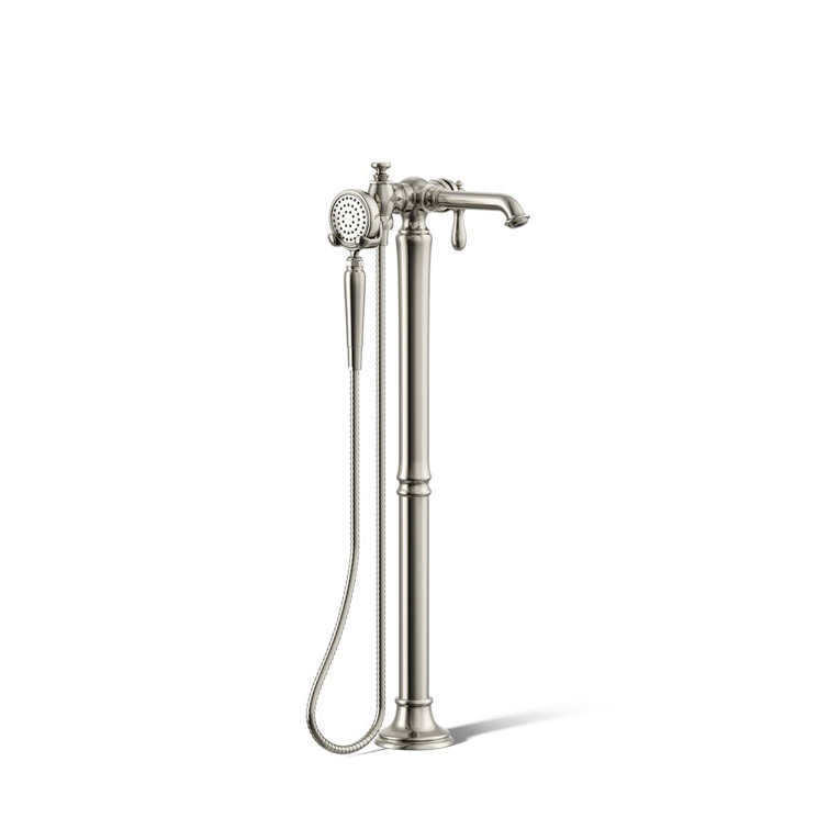 Polished Nickel Freestanding Tub Faucet with Hand Shower