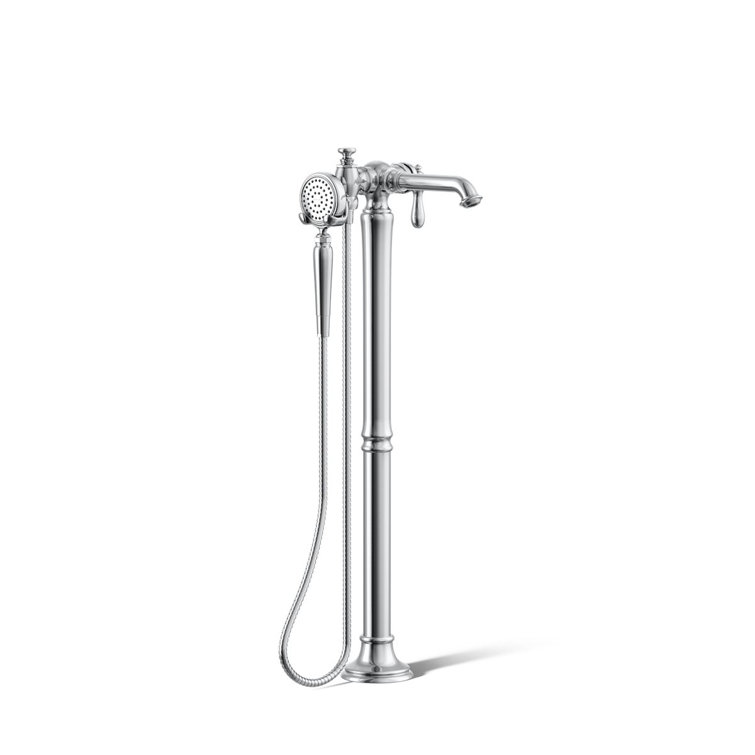 Artifacts Polished Chrome Freestanding Tub Filler with Handshower