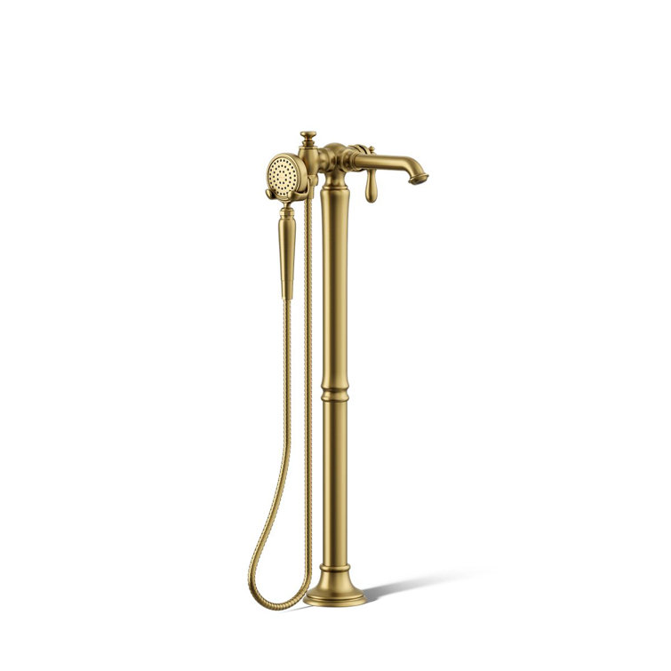 Brushed Brass Single Handle Floor Mounted Bathtub Faucet