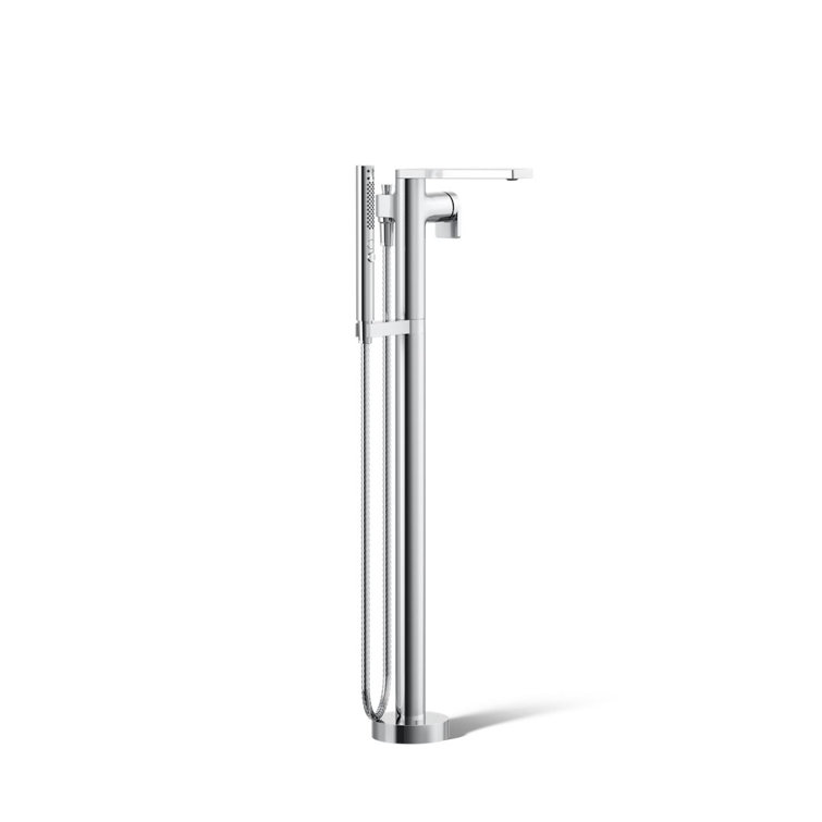 Polished Chrome Freestanding Bath Faucet with Handshower