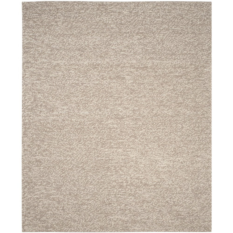 Handmade Beige Wool 9' x 12' Rectangular Rug