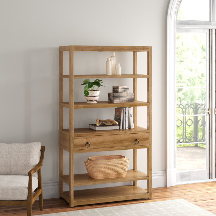 Adjustable Lark 70'' Black Wood Bookcase with Metallic Accents