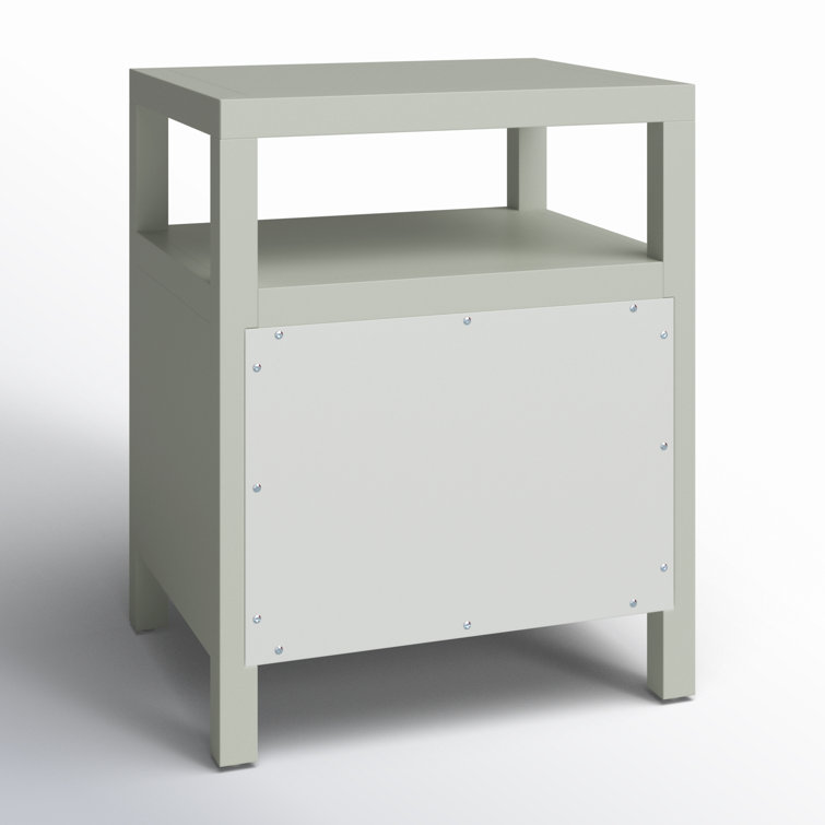 Sage Green 2-Drawer Nightstand with Open Shelf
