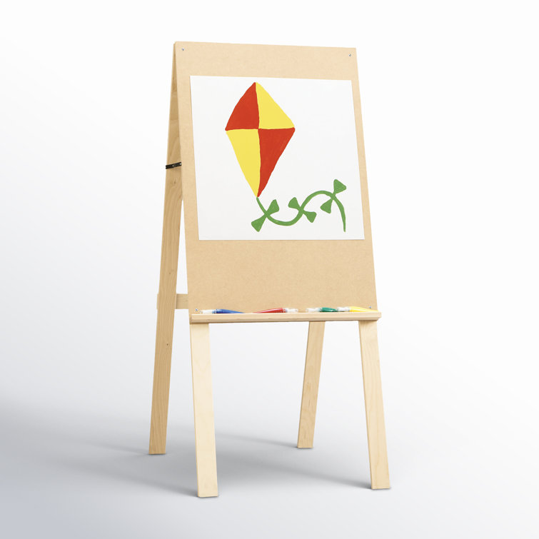 Natural Wood Single-Sided Art Easel with Storage Tray