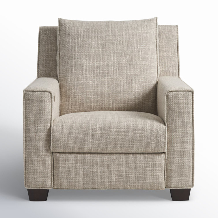 Beige Crypton Upholstered Solid Wood Recliner