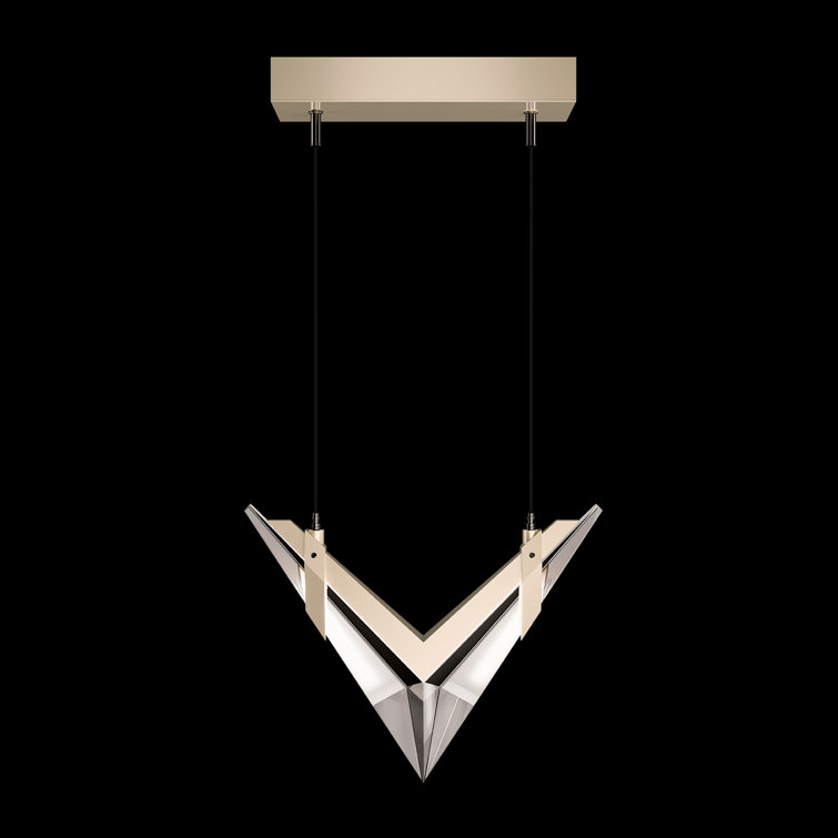 Champagne Gold Crystal LED Linear Pendant Light