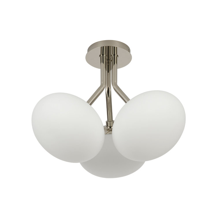 Nickel and Opal Glass 3-Light Globe Semi Flush Mount