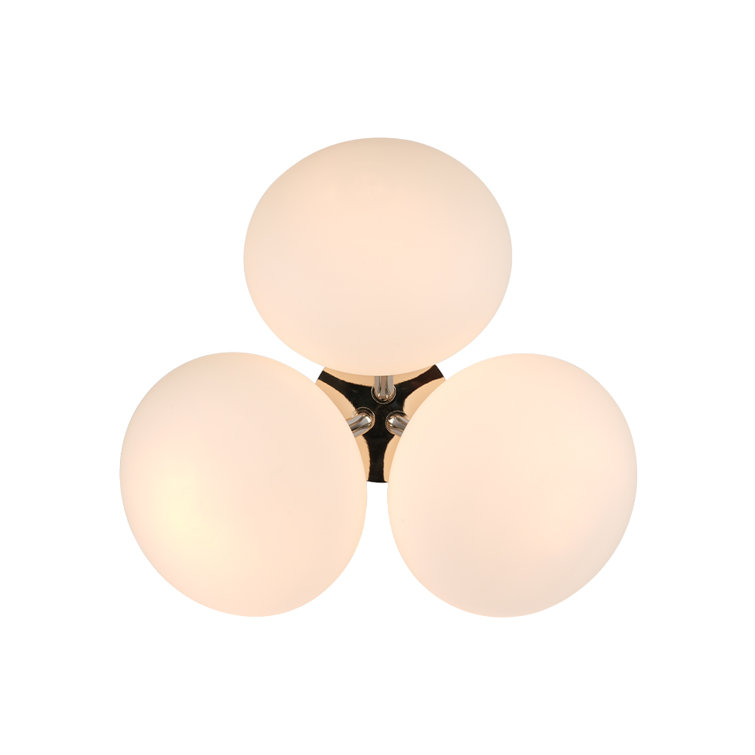 Nickel and Opal Glass 3-Light Globe Semi Flush Mount