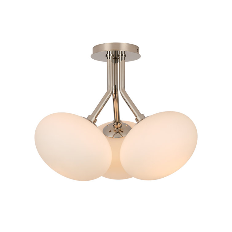 Nickel and Opal Glass 3-Light Globe Semi Flush Mount