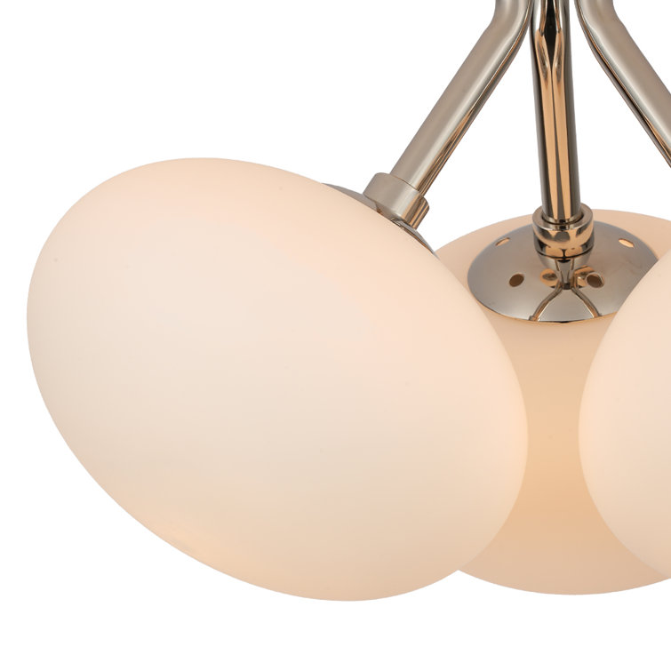 Nickel and Opal Glass 3-Light Globe Semi Flush Mount